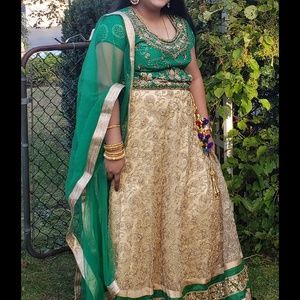 Green & Golden Lehenga